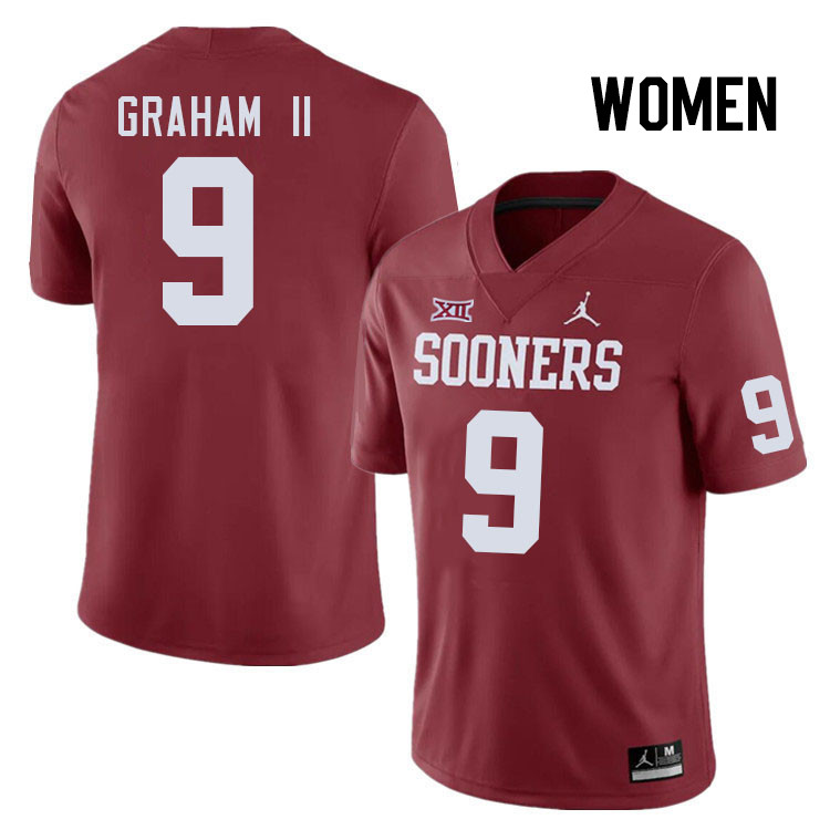 Women #9 D.J. Graham II Oklahoma Sooners College Football Jerseys Stitched-Crimson - Click Image to Close